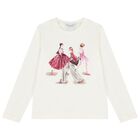 Girls Ivory Embellished Printed Long Sleeve Top, 1, hi-res