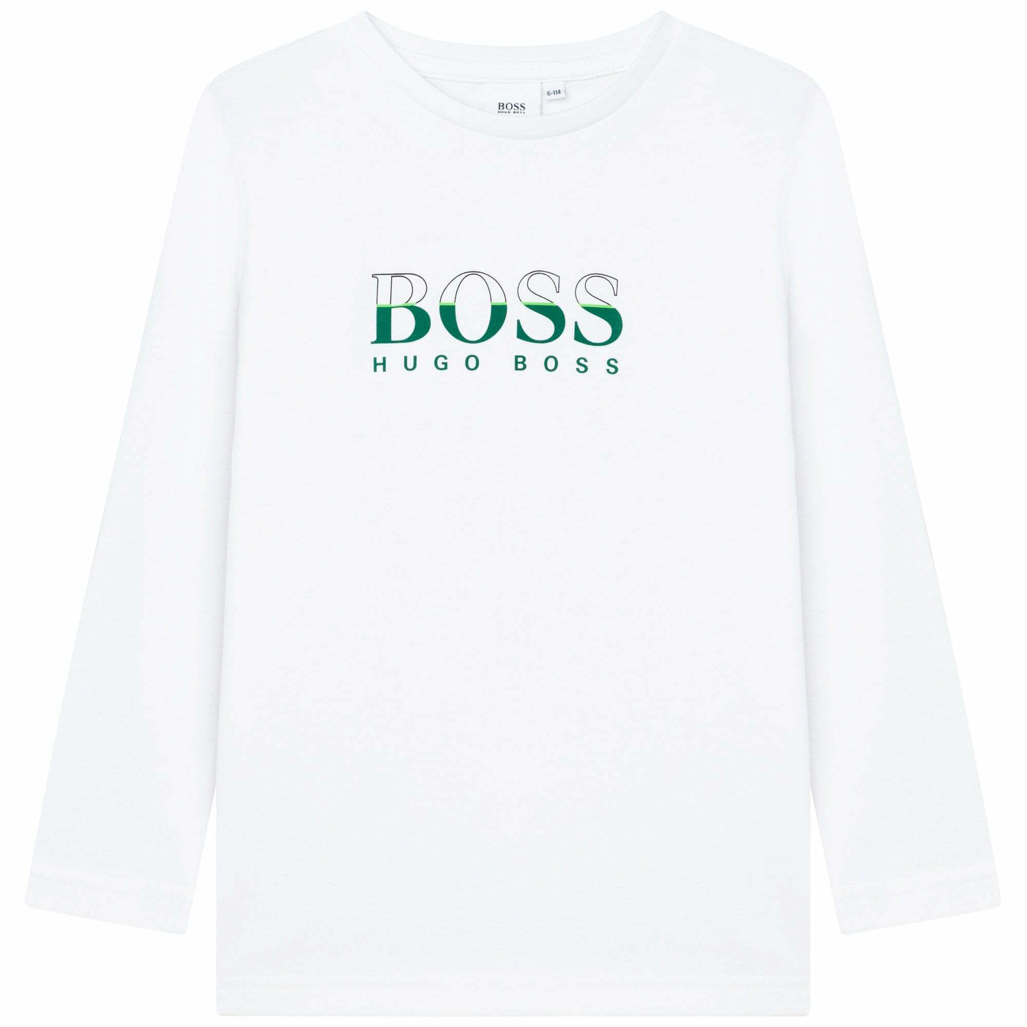 BOSS Boys White Logo Mini Me Long Sleeve Top Junior Couture QA