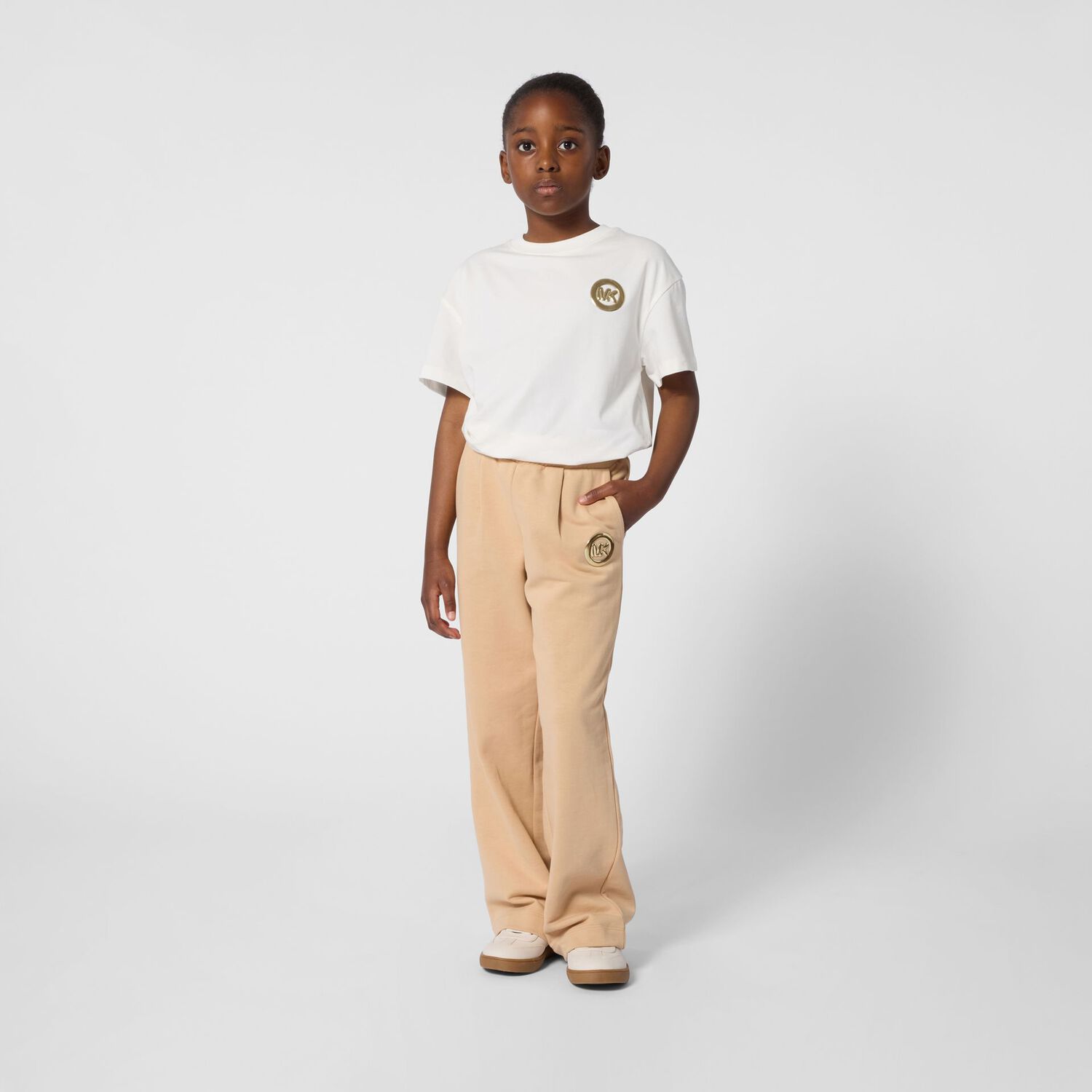 Girls Mini Me Ivory Logo T-Shirt, 1, hi-res