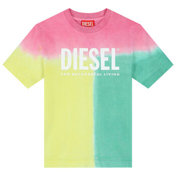 Girls Pink, Yellow & Green Logo T-Shirt