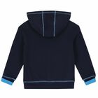 Boys Navy Logo Hooded Top, 1, hi-res