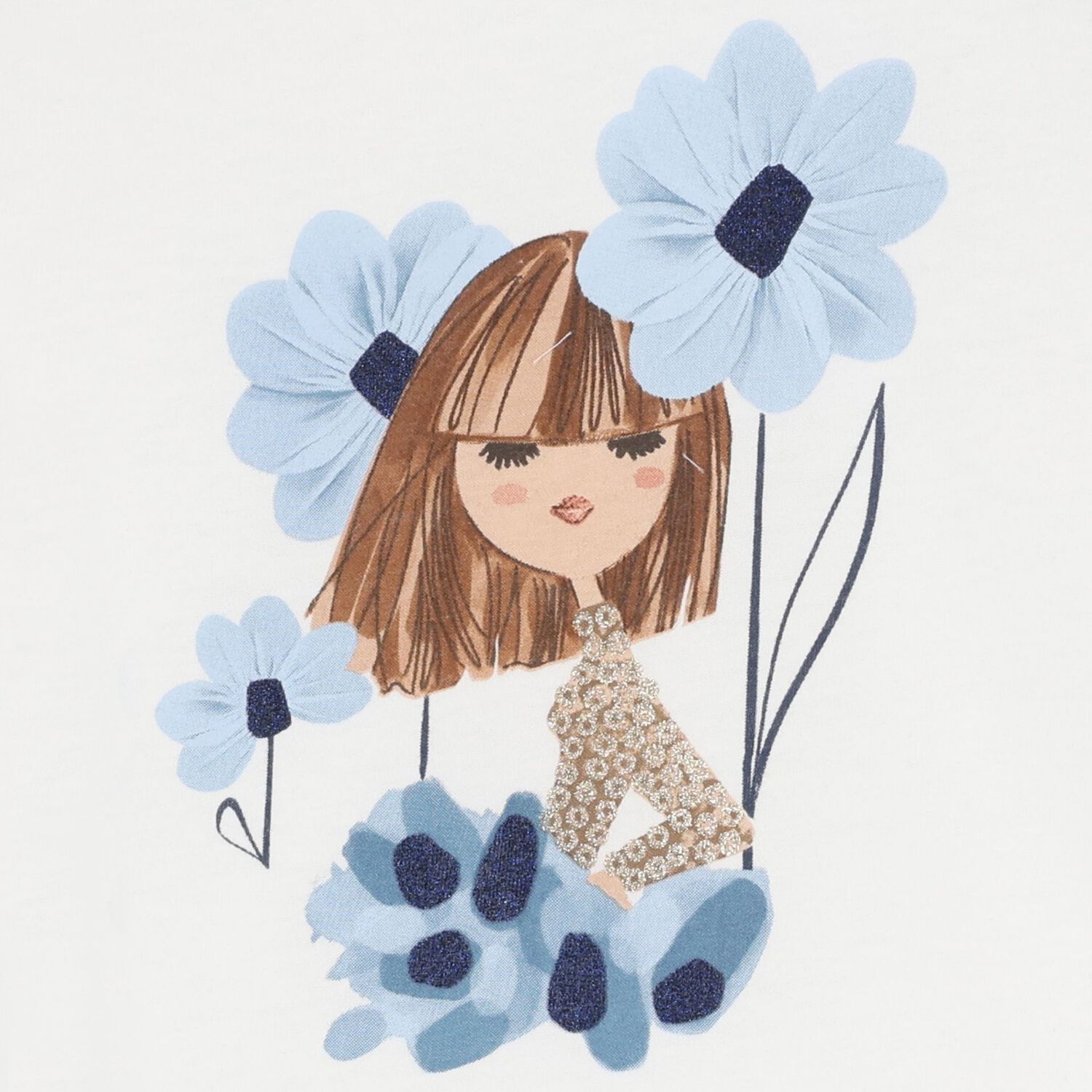 Girls Ivory, Navy Blue & Beige Leggings Set, 2, hi-res