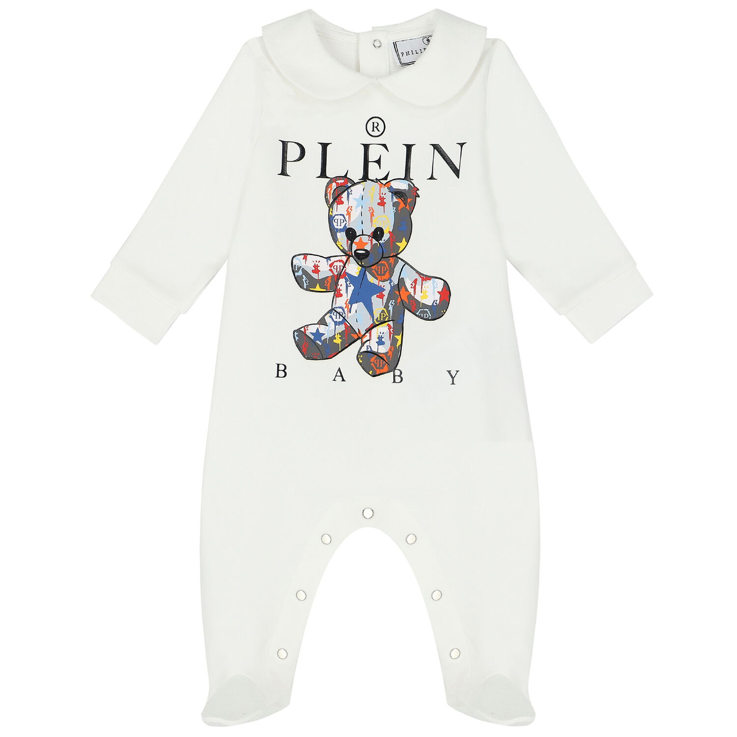 افرول بالشعار باللون الابيض للاولاد, 1, hi-res