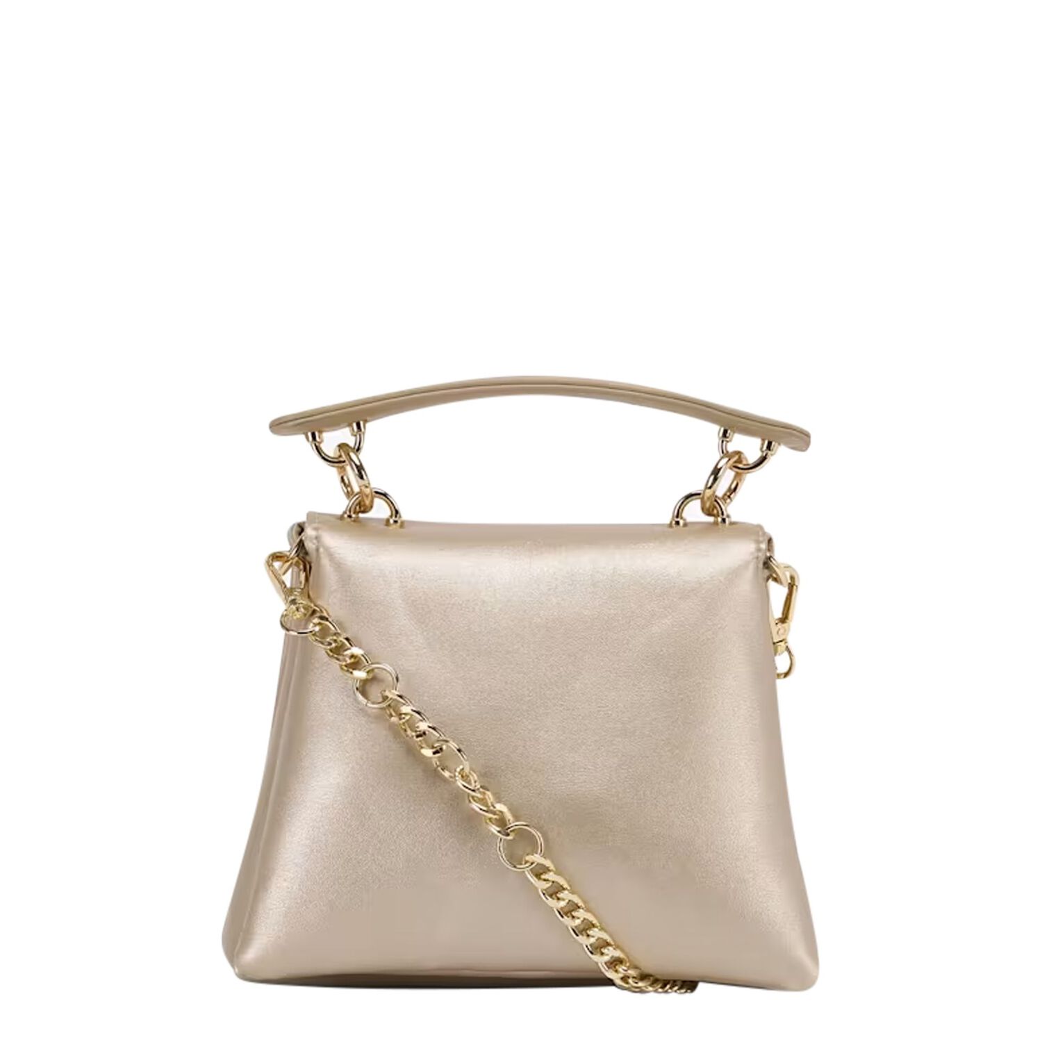 Girls Gold Leather Handbag, 2, hi-res