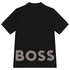 تيشيرت بولو اولاد بالشعار باللون الاسود , 1, hi-res