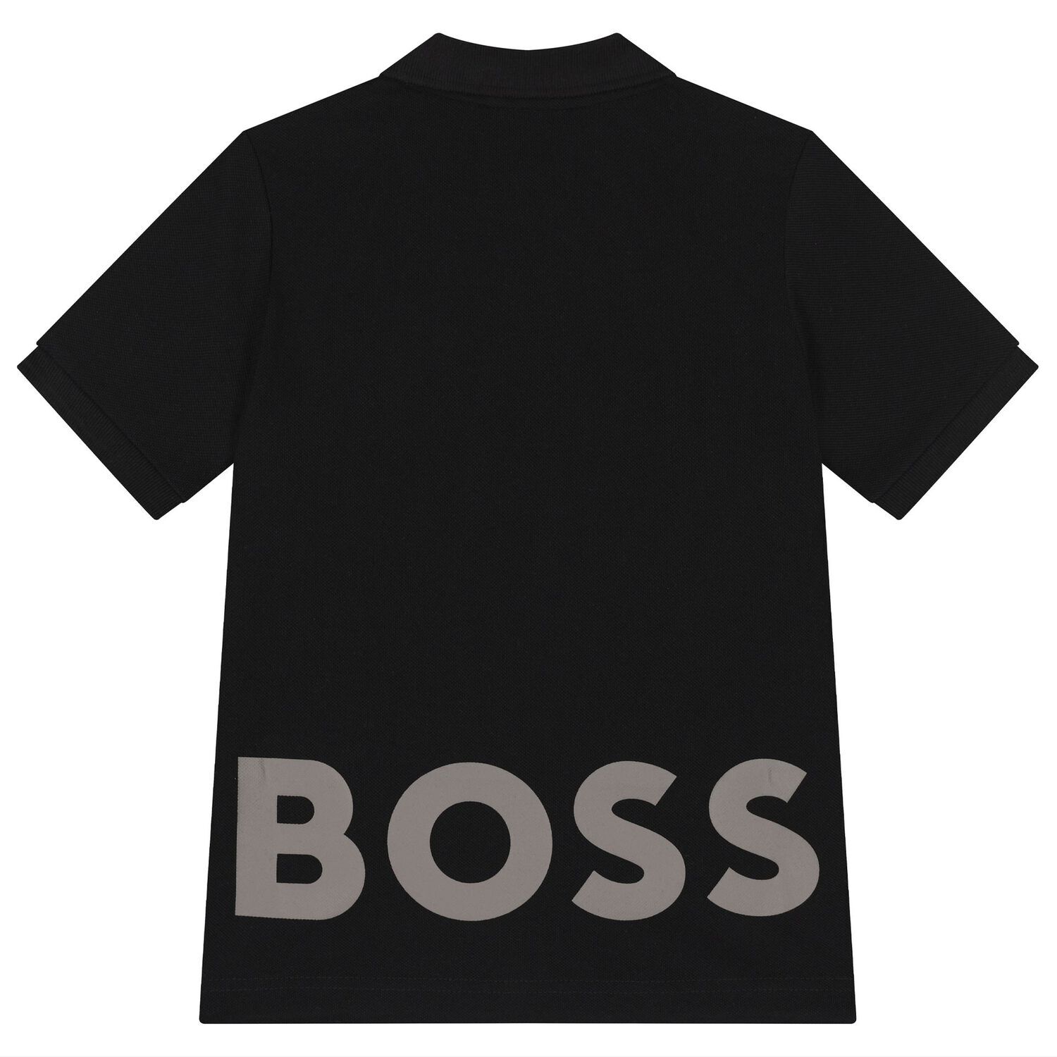 تيشيرت بولو اولاد بالشعار باللون الاسود , 1, hi-res