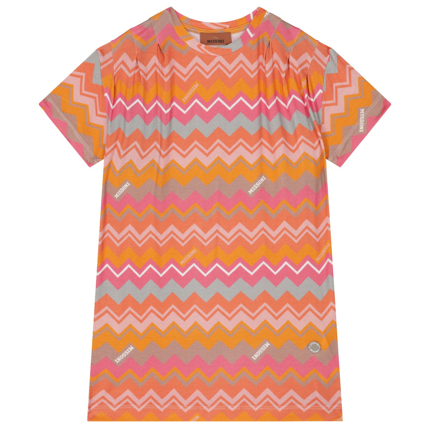 Girls Pink & Orange Zig Zag Dress, 1, hi-res