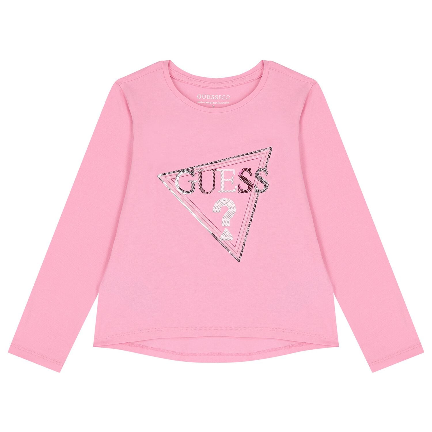 Girls Pink Logo Long Sleeve Top, 3, hi-res