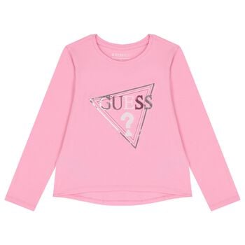 Girls Pink Logo Long Sleeve Top