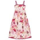 Girls Pink Floral Embroidery Maxi Dress, 1, hi-res