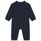 Baby Boys Navy Blue Logo Romper, 1, hi-res