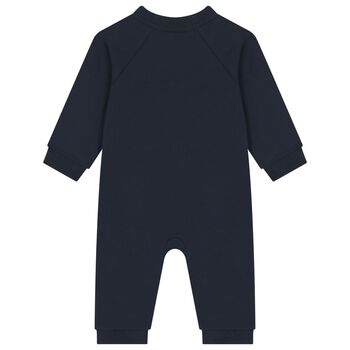 Baby Boys Navy Blue Logo Romper