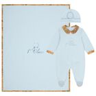 Baby Boys Blue & Beige Geo Map Babygrow Gift Set, 3, hi-res