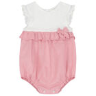 Baby Girls White & Pink Romper, 2, hi-res