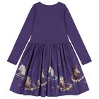 Girls Purple Unicorn Long Sleeve Dress , 1, hi-res