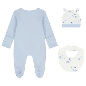 Baby Girls White & Blue Balloon Babygrow Gift Set