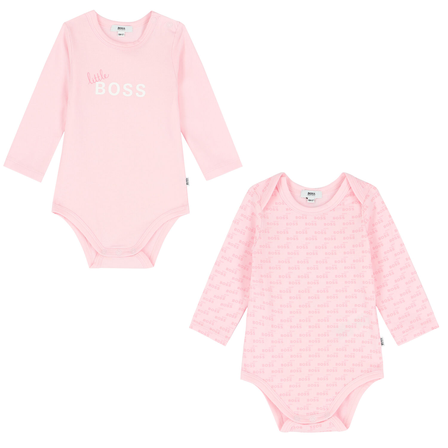 BOSS Baby Girls Pink Logo Bodysuits ( 2-Pack ) | Junior Couture QA