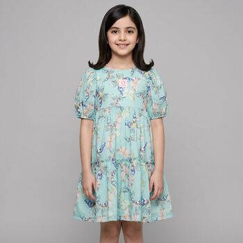 Girls Blue Butterflies Logo Dress 