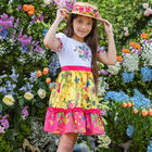 Girls White & Yellow Floral Dress, 1, hi-res