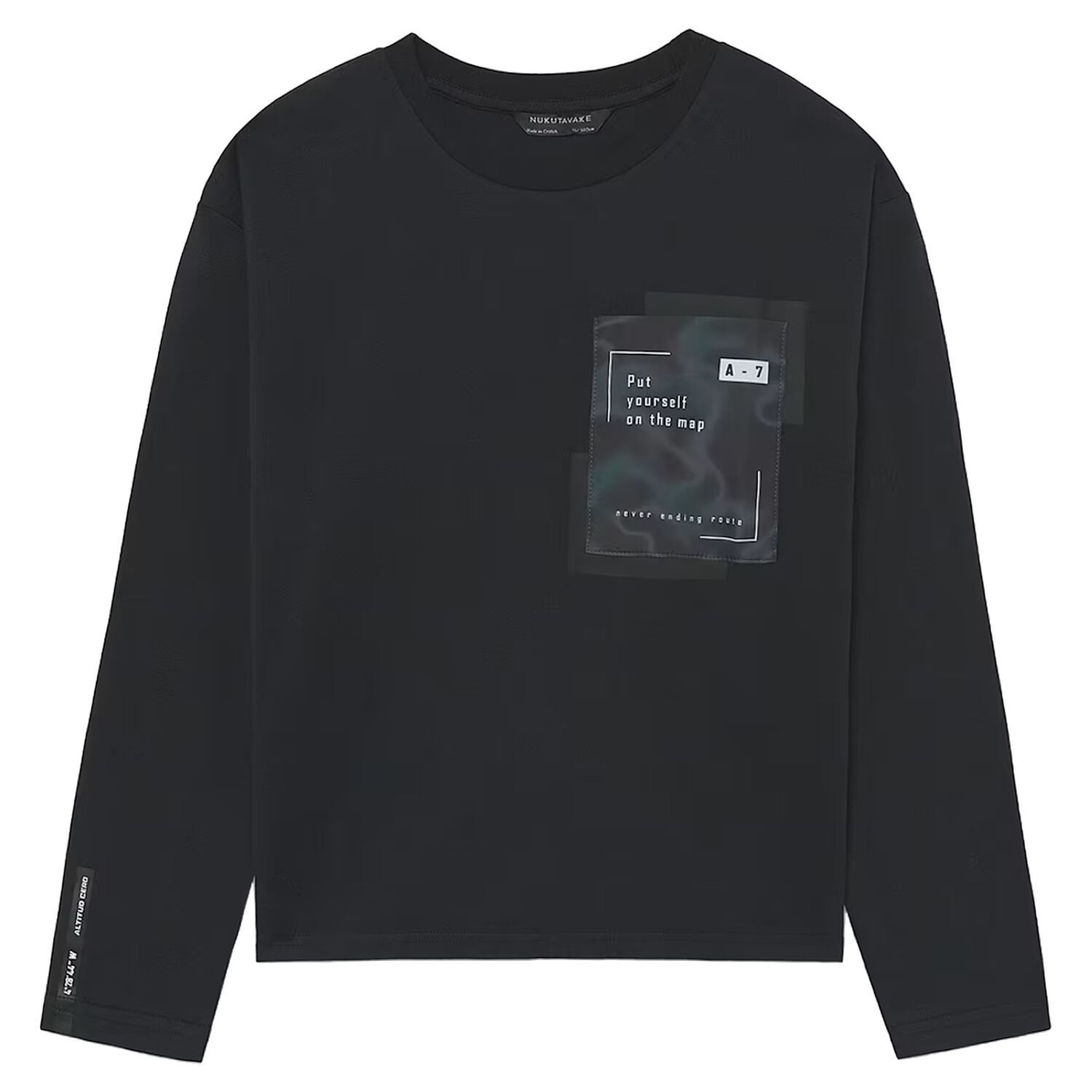 Boys Black Long Sleeve Top, 3, hi-res