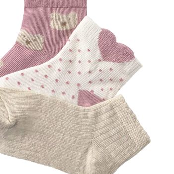 Younger Girls Beige, Ivory & Pink Socks ( 3 Pack )