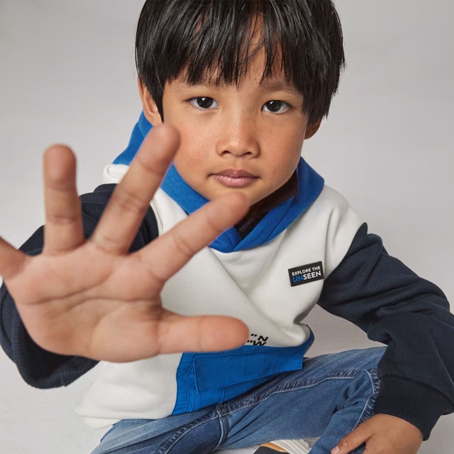 Boys White Hooded Top, 1, hi-res