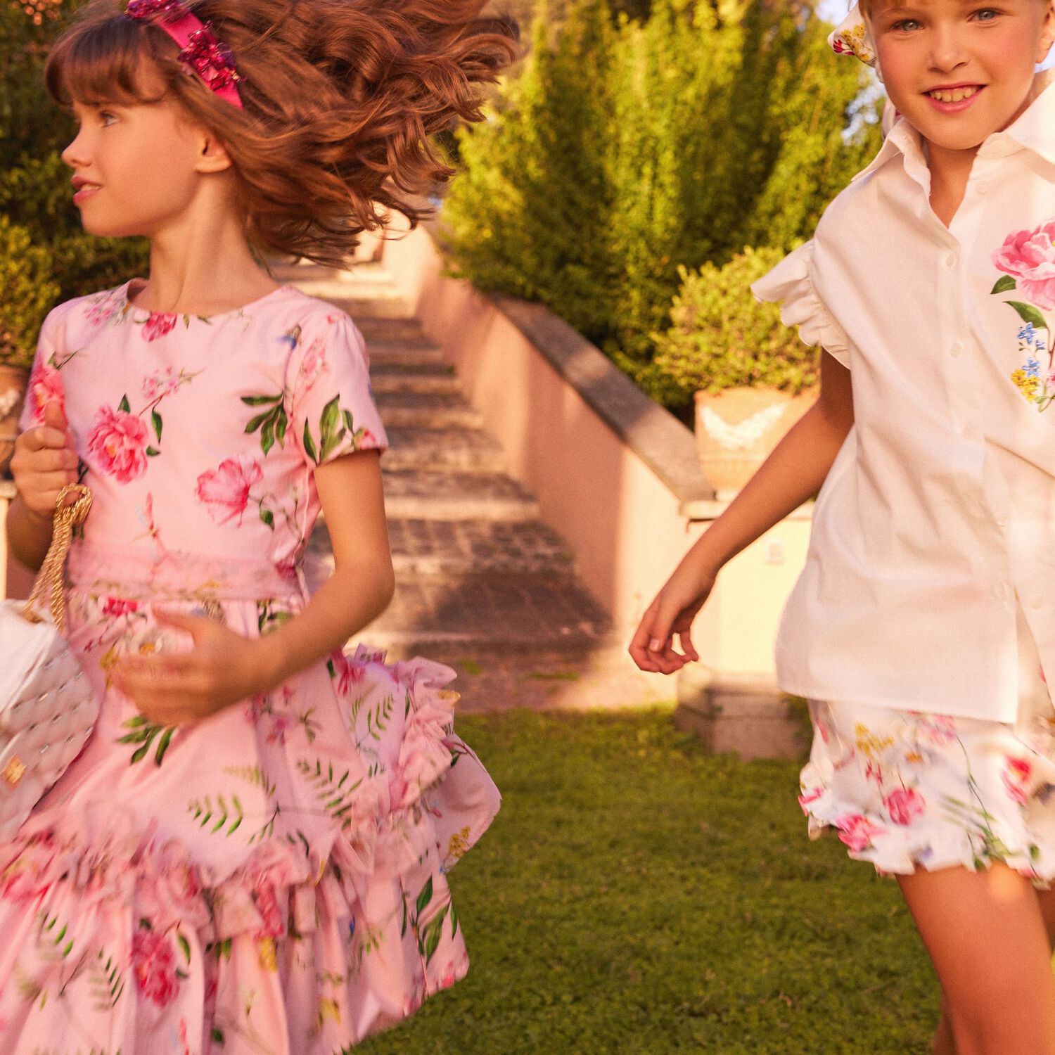 Girls Pink Floral Dress, 1, hi-res