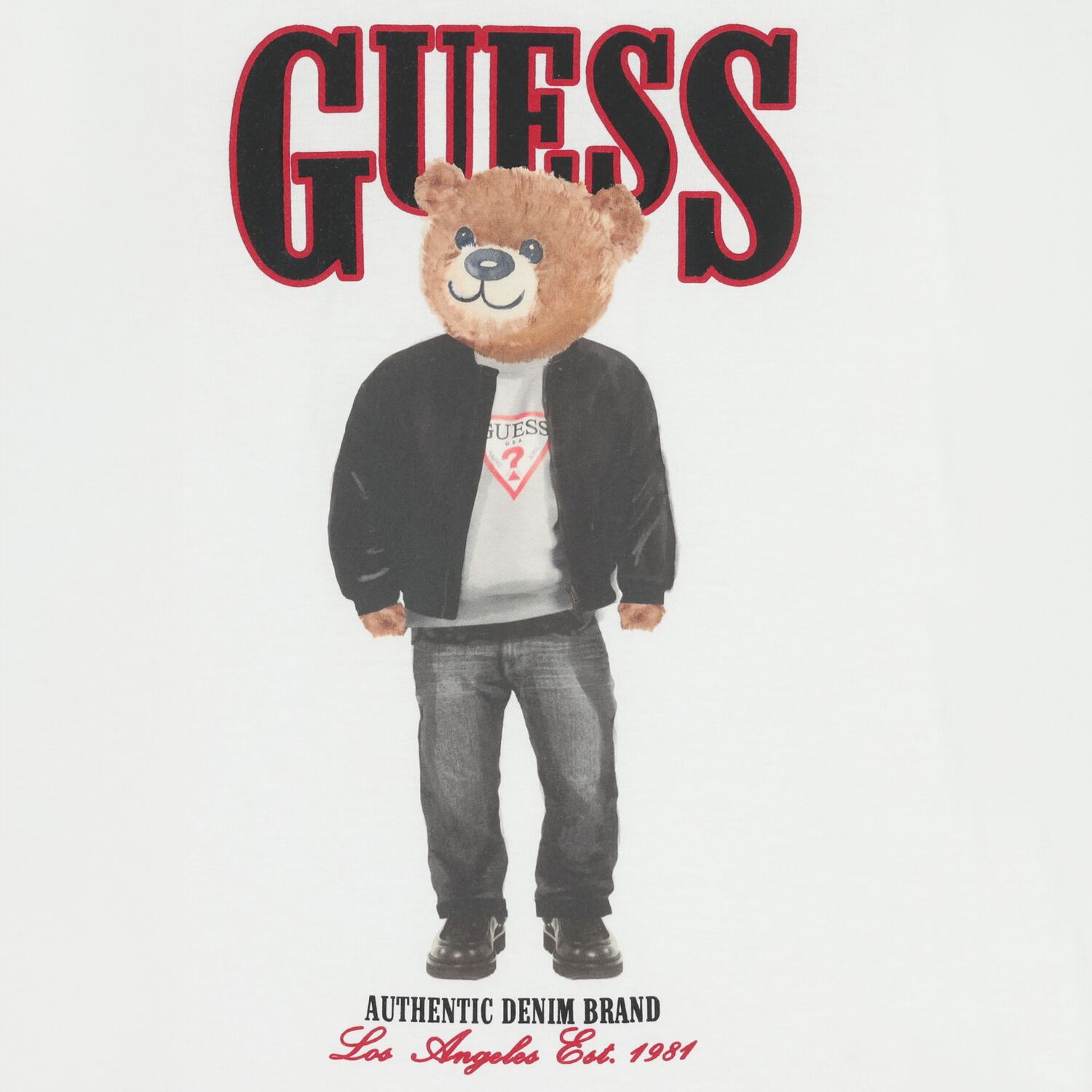 Boys White Teddy Bear Logo T-Shirt, 2, hi-res