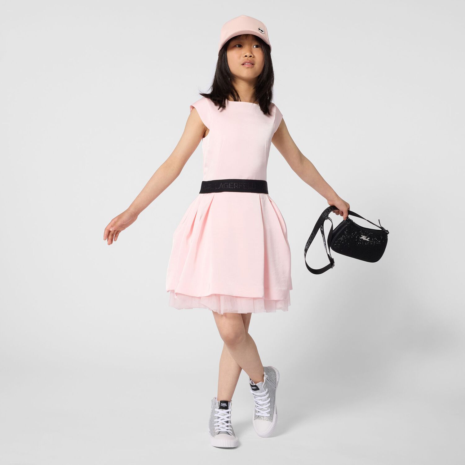 Girls Pink Logo Dress, 1, hi-res