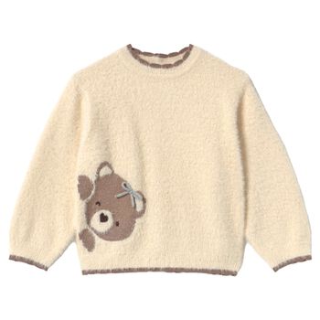 Younger Girls Beige Teddy Bear Sweatshirt