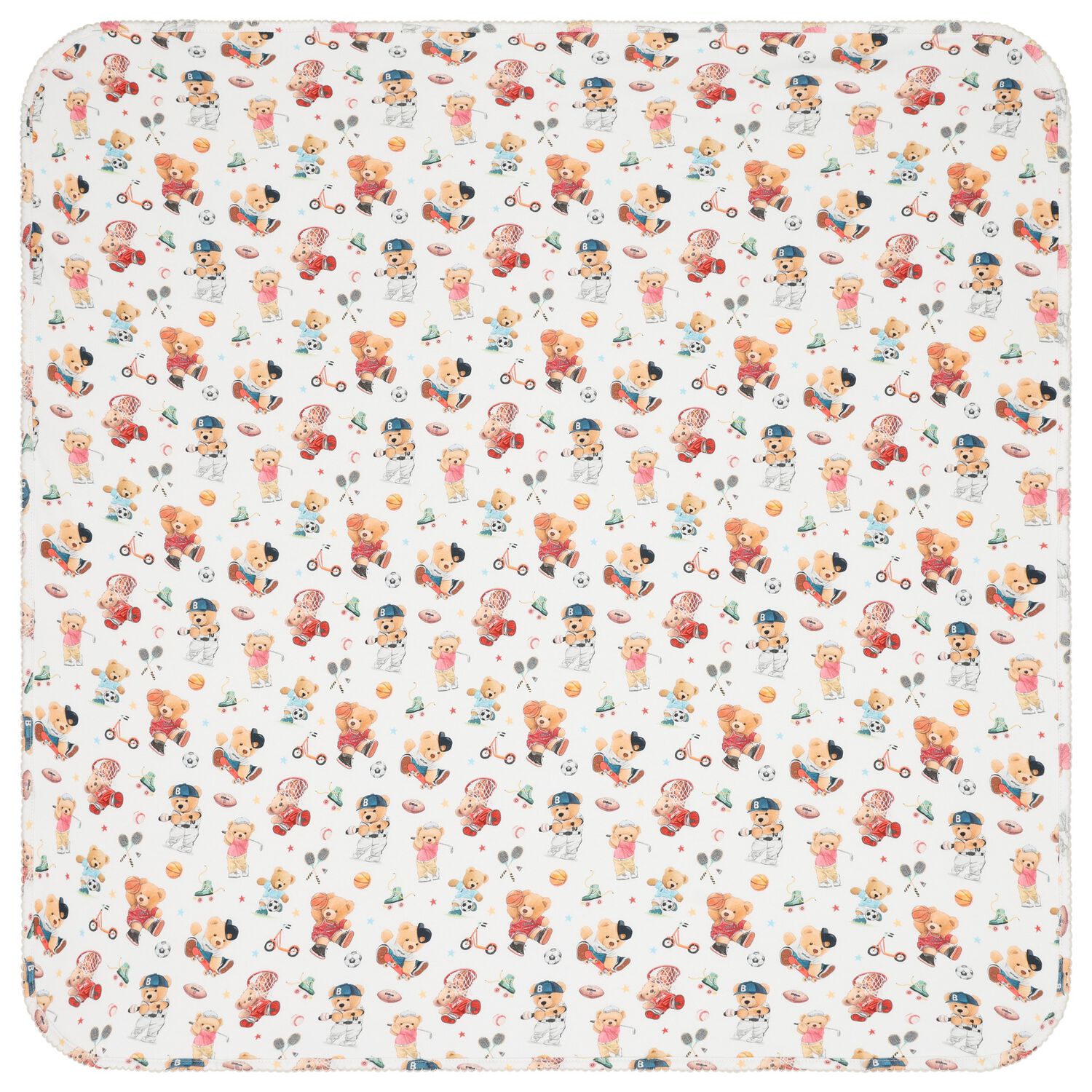 Baby Boys White Playful Bear Blanket, 1, hi-res