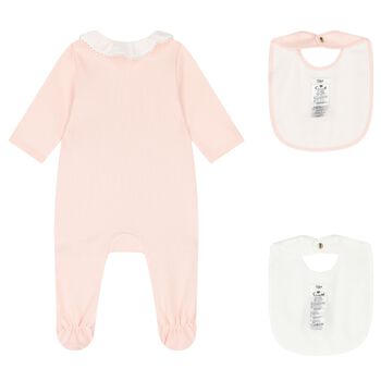 Baby Girls Pink & Ivory Babygrow Gift Set