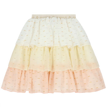 Girls Pink & Yellow Chiffon Skirt