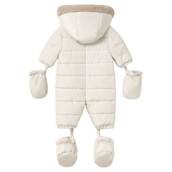 Ivory Teddy Bear Baby Snowsuit
