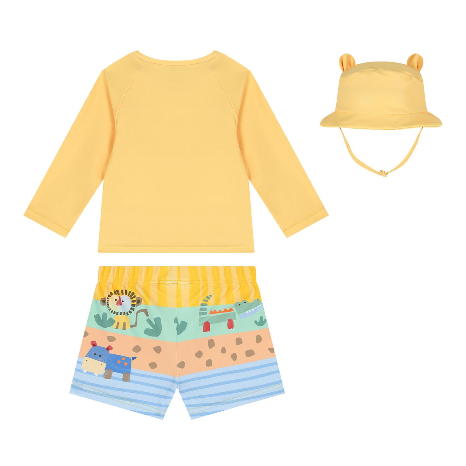 Baby Boys Yellow Swim Shorts Set, 1, hi-res