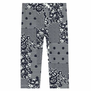 Girls White & Navy Leggings