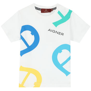 Younger Boys White Logo T-Shirt