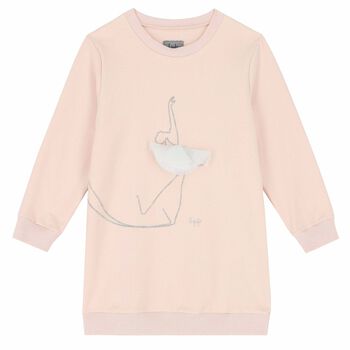 Girls Pink Ballerina Sweatshirt Dress