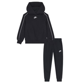 Black Swoosh Logo Tracksuit