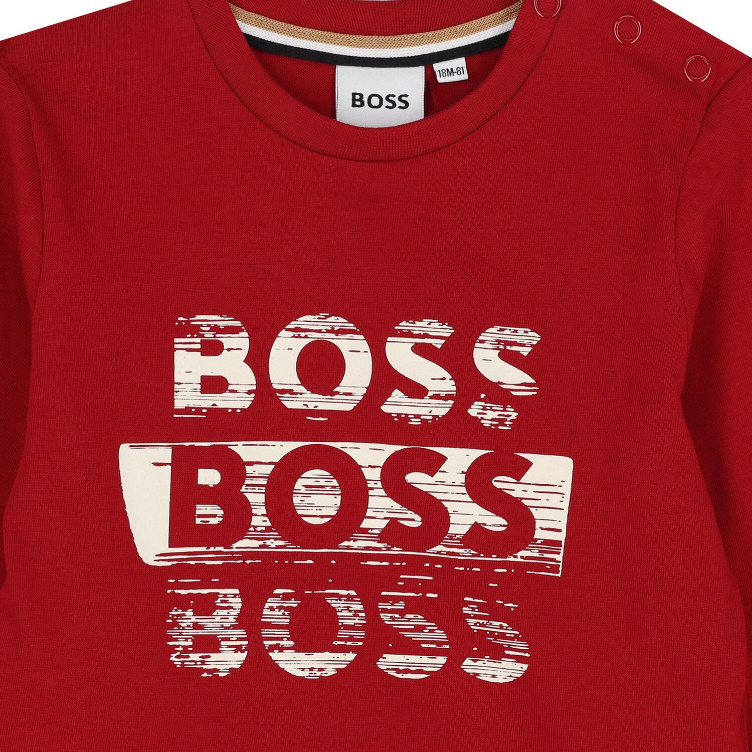 توب اولاد باكمام طويله بالشعار باللون الاحمر , 3, hi-res