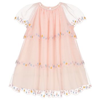 Girls Pink Star & Layered Tulle Dress