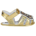 Gold Teddy Bear Logo Baby Sandals, 1, hi-res
