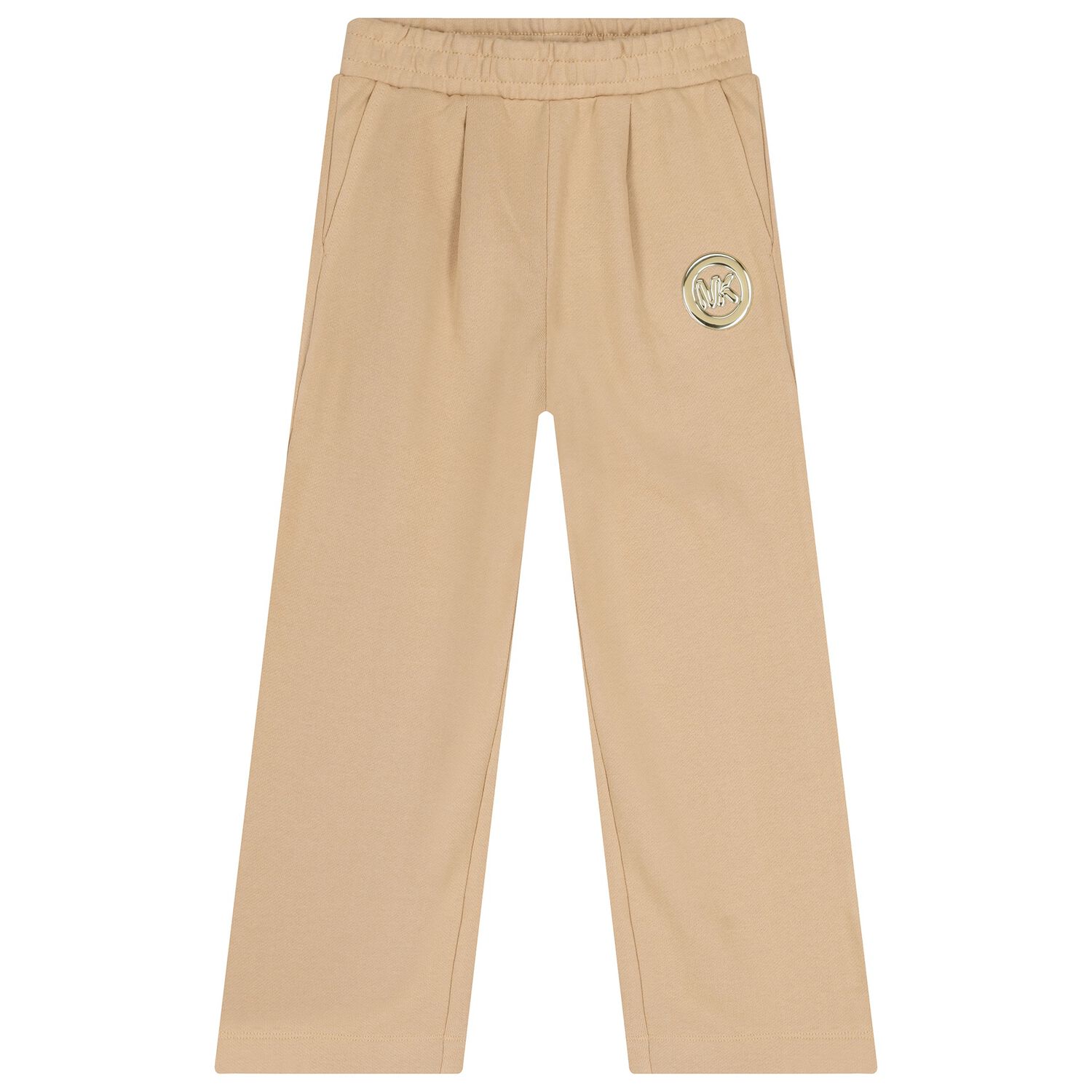 Girls Mini Me Beige Logo Trousers, 1, hi-res