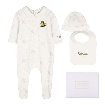 Ivory & Beige Tiger Logo Babygrow Gift Set