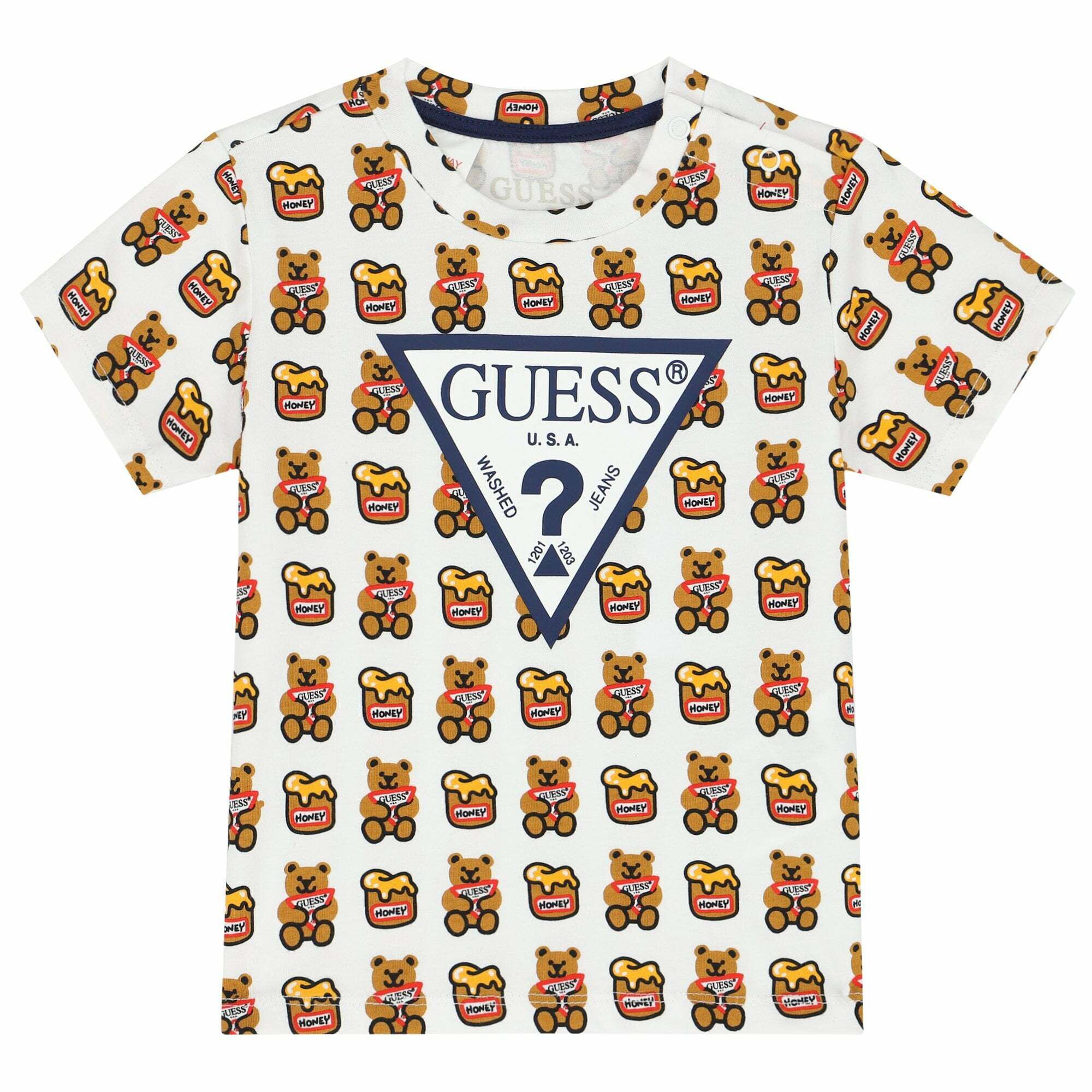Guess Baby Boys White Logo T Shirt Junior Couture QA