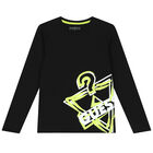 Boys Black Logo Long Sleeve Top, 1, hi-res