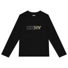 Girls Black Logo Long Sleeve Top, 1, hi-res