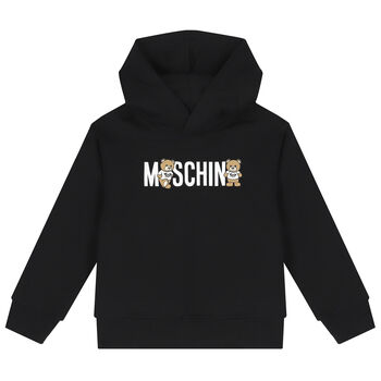 Black Teddy Bear Logo Hooded Top