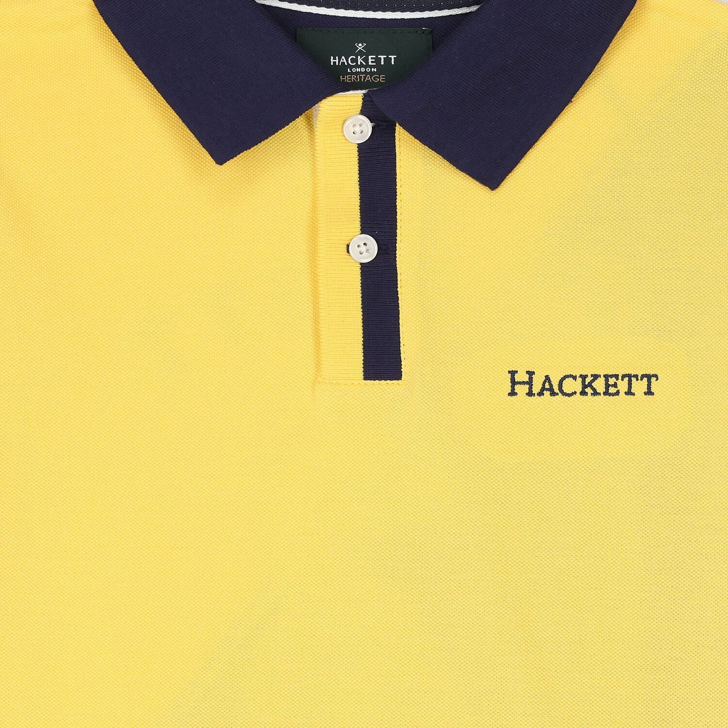 Boys Yellow & Navy Blue Logo Polo Shirt, 1, hi-res image number null