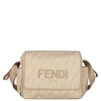 Beige Logo Leather Baby Changing Bag
